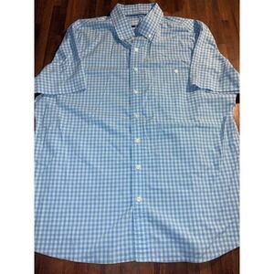 Croft & Barrow Mens XL Slim Fit Performance Gingham Short Sleeve Button Shirt
